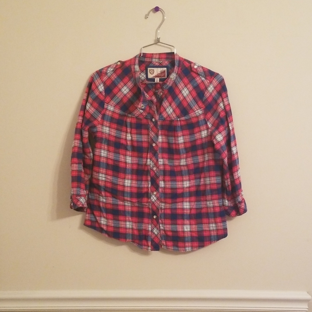 3/4 Length Plaid Ladies Top